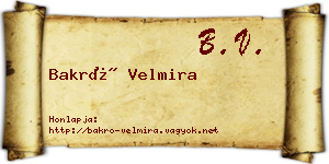 Bakró Velmira névjegykártya